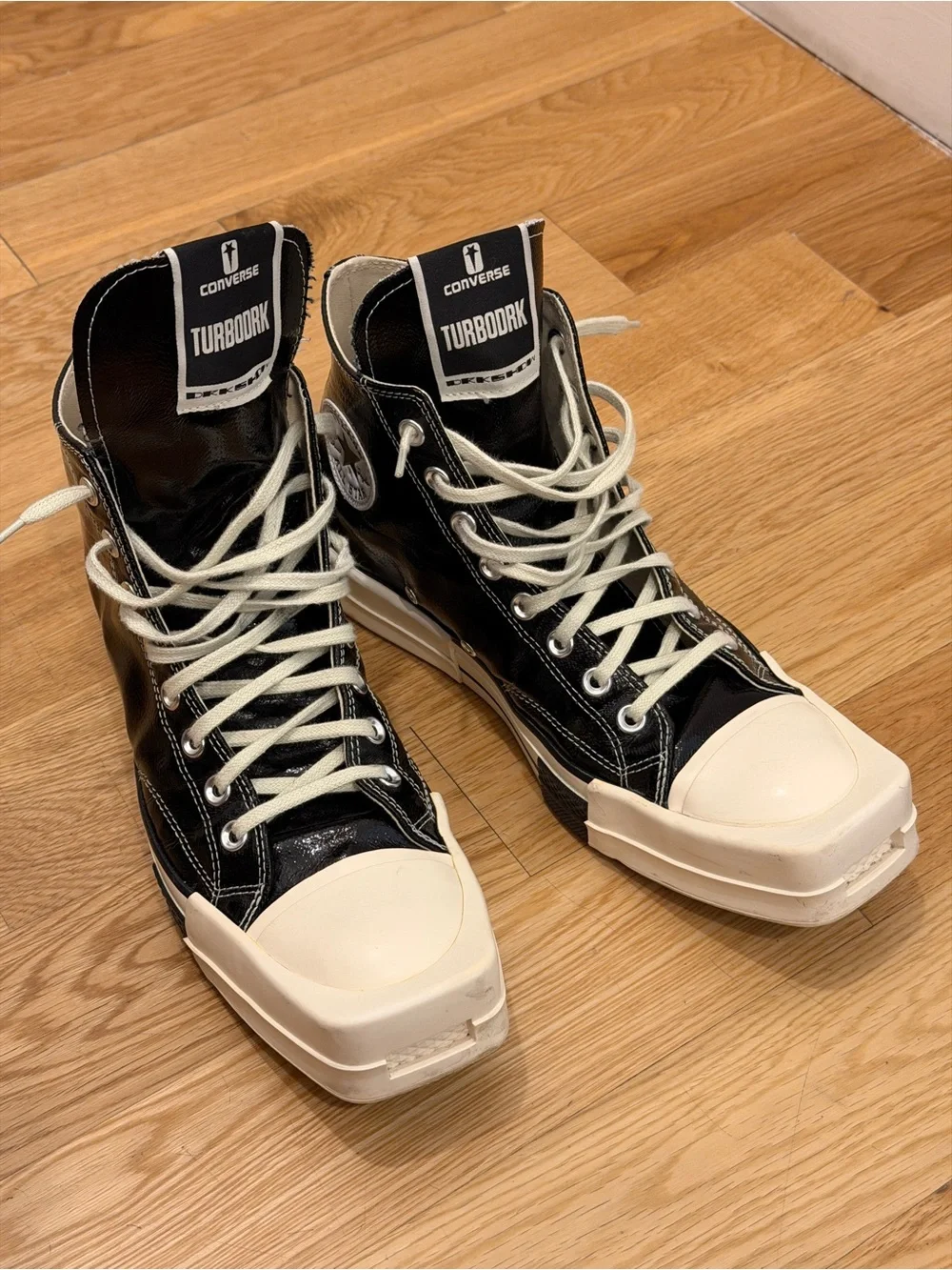 Converse x Rick Owens DRKSHDW Turbodrk Chuck 70 Black Lacquer high-top sneakers - Picture 2 of 8